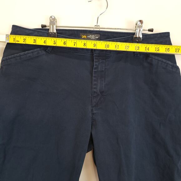 Lee Chino Pants Relax Fit Straight Leg Women 12 Mid Rise Blue Workwear Uniform - Picture 7 of 12